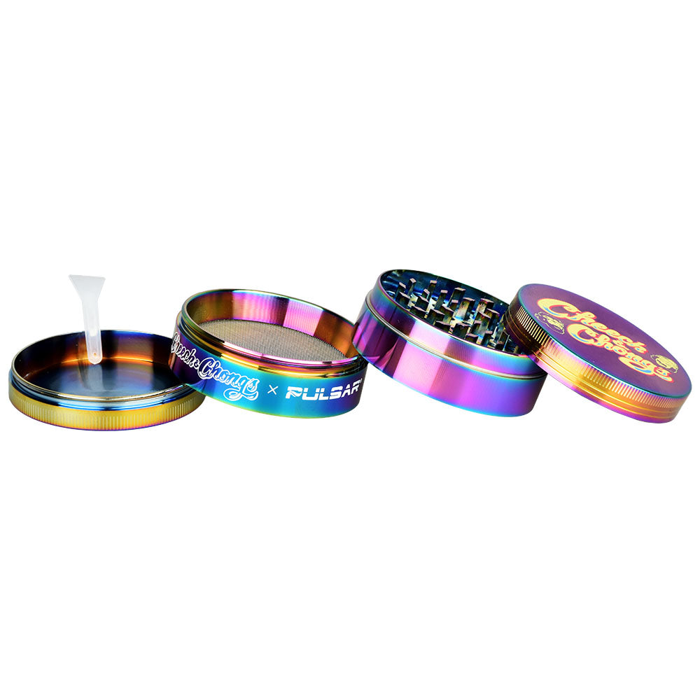 Pulsar 6PC DISPLAY - Cheech & Chong's Metal Grinder - Rainbow / 4pc / 2.5"