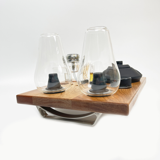 Zenco Sipping Vaporizer Basic All Wood Tray for Organizing Your Dab Session with ISO Dispenser and Swab Jar