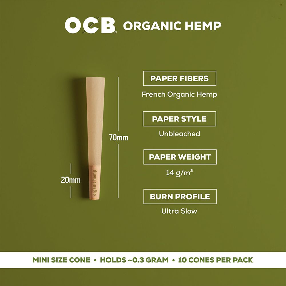 OCB Organic Hemp Pre-Rolled Cones | 24pk Display