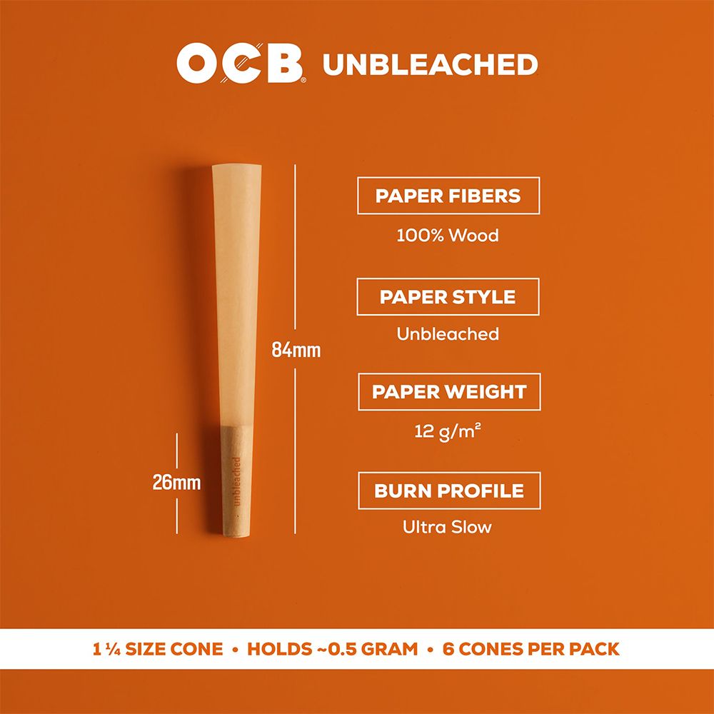 OCB Unbleached Pre-Rolled Cones | 24pk Display