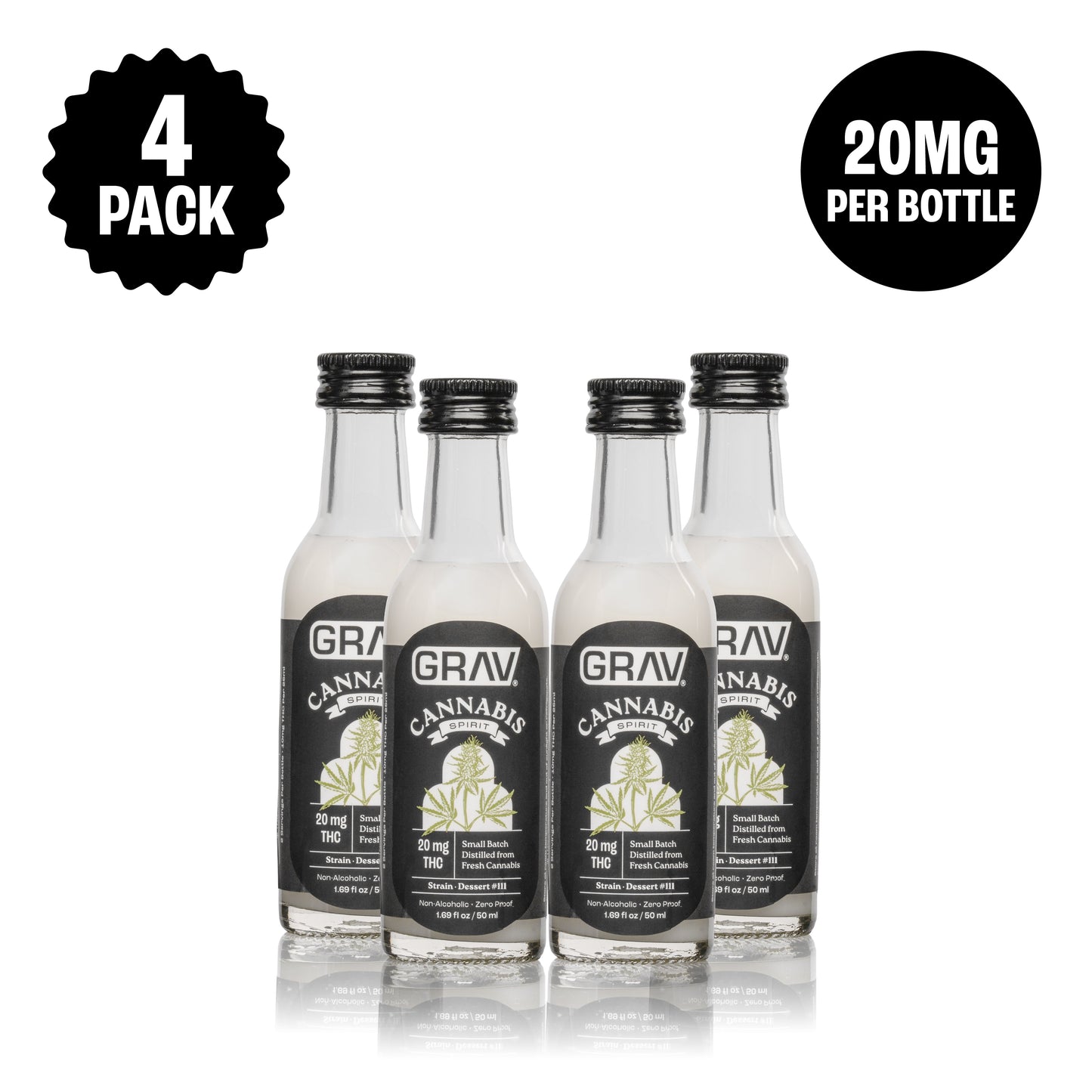 GRAV® Cannabis Spirit 20mg Natural, 50ml Bottle 4-Pack