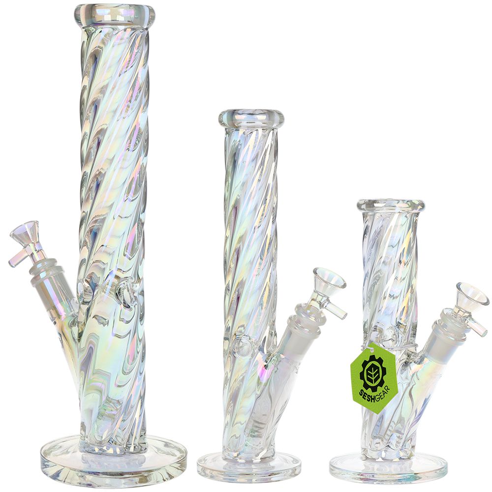 SeshGear Twist Straight Tube Glass Water Pipe - 13.75" / 14mm F