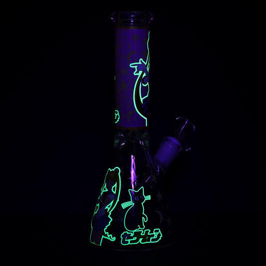 Sailor Moon Beaker Glass Water Pipe - 10" / 14mm F