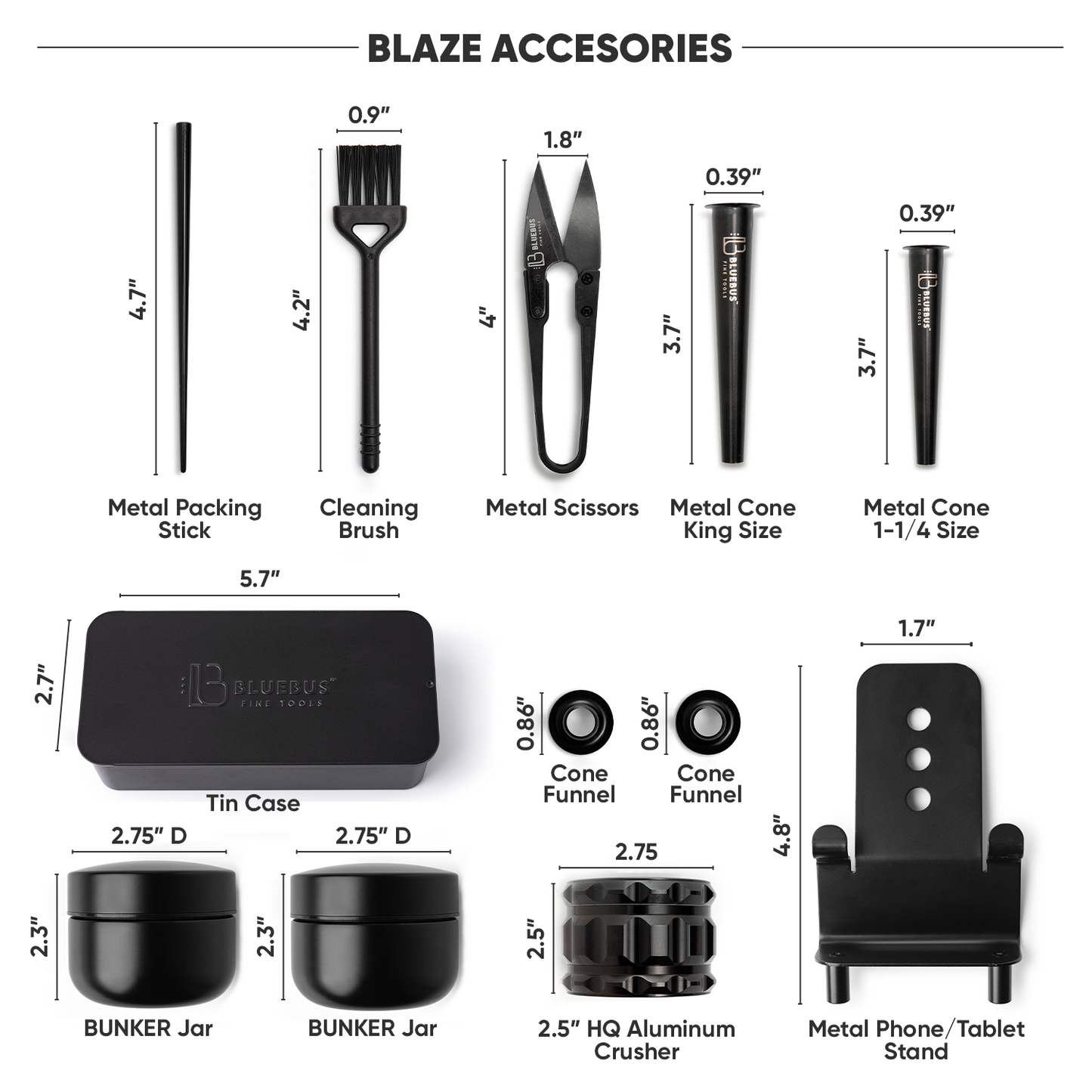 BLAZE Wooden Stash Rolling Tray with Accessories | BlueBus Fine Tools