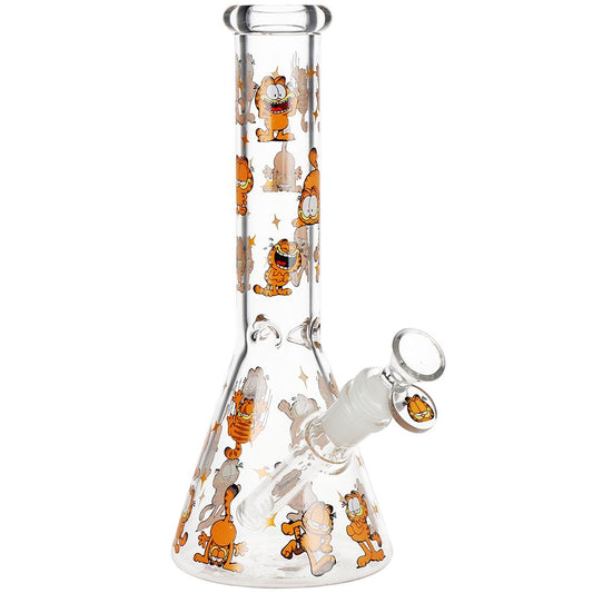 Stoned Garfield Beaker Glass Water Pipe - 10" / 14mm F