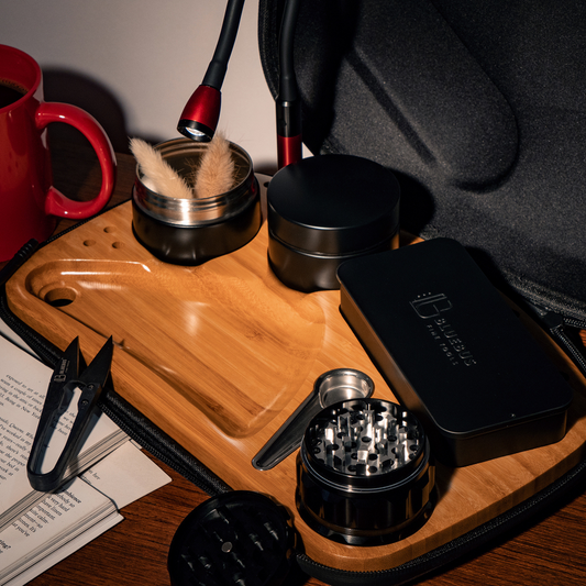 BLAZE Wooden Stash Rolling Tray with Accessories | BlueBus Fine Tools