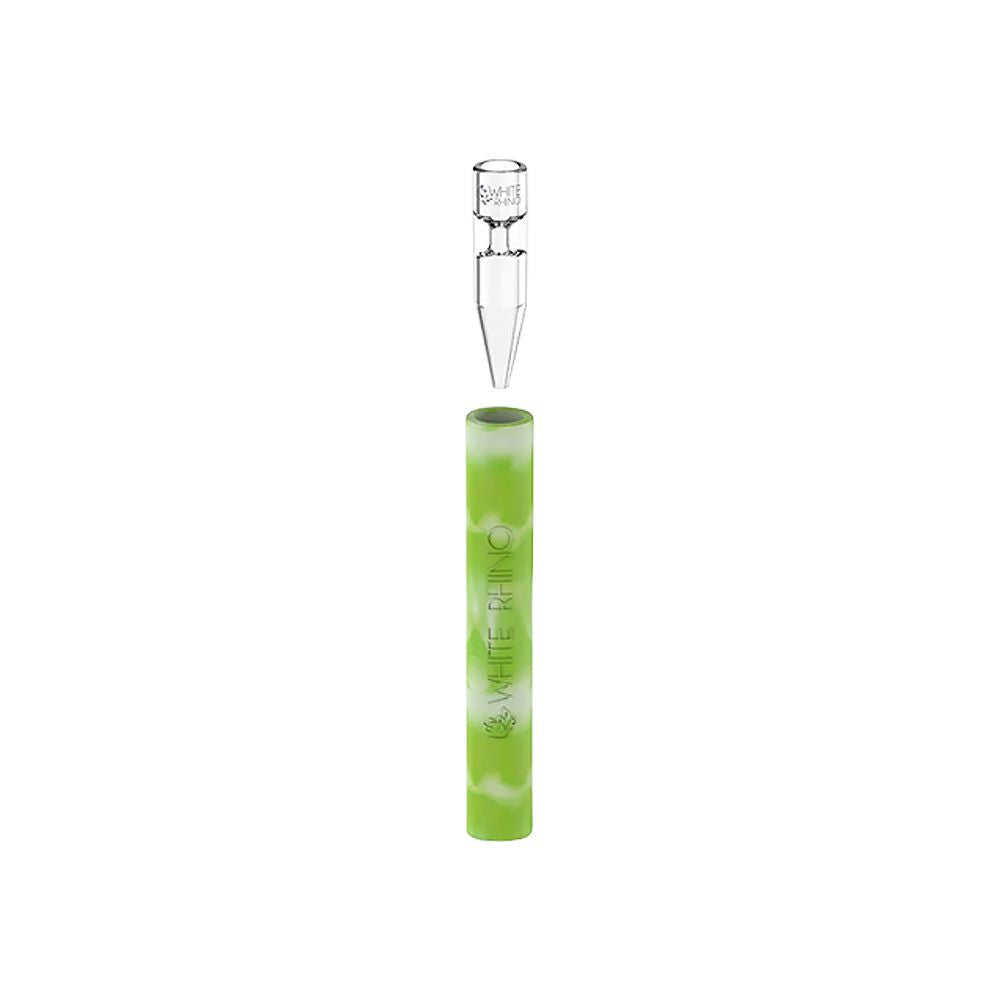 White Rhino Quartz Chillum To Straw - 5" / Glow In The Dark 25ct