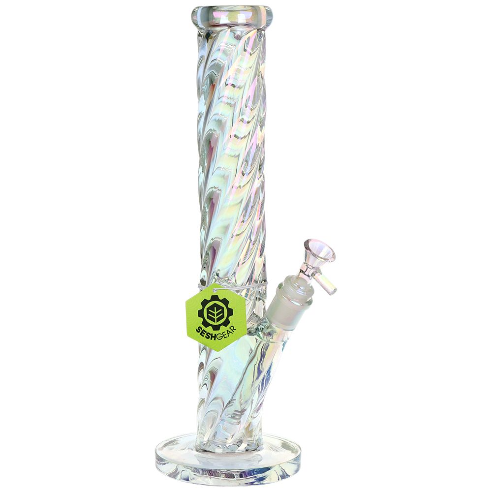 SeshGear Twist Straight Tube Glass Water Pipe - 13.75" / 14mm F
