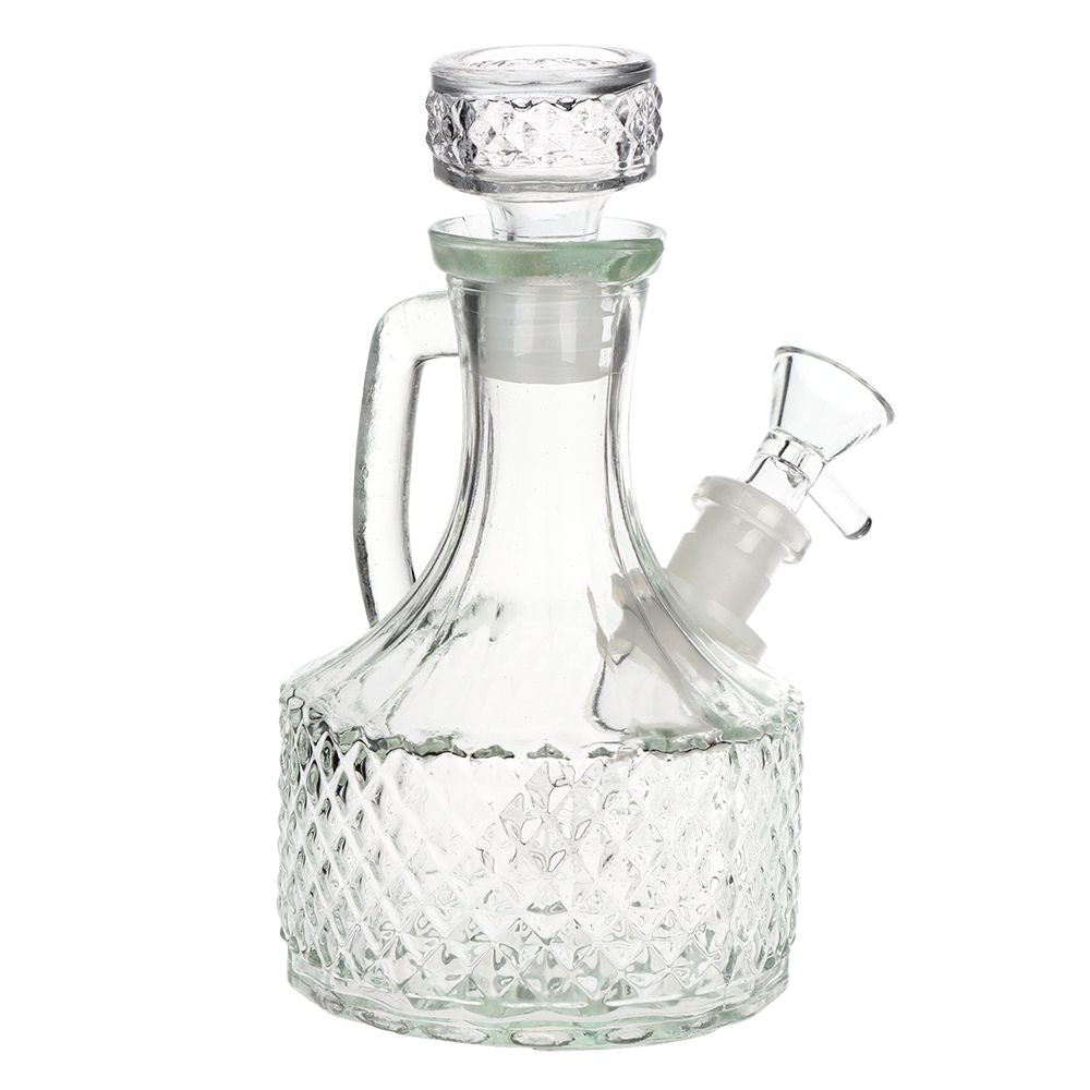 SeshGear Textured Vintage Glass Water Pipe - 6.5" / 14mm F / Clear