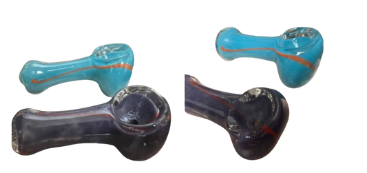 2.5” Small Striped Frit Design Glass Hand Pipe Color May Vary (1 Pc)