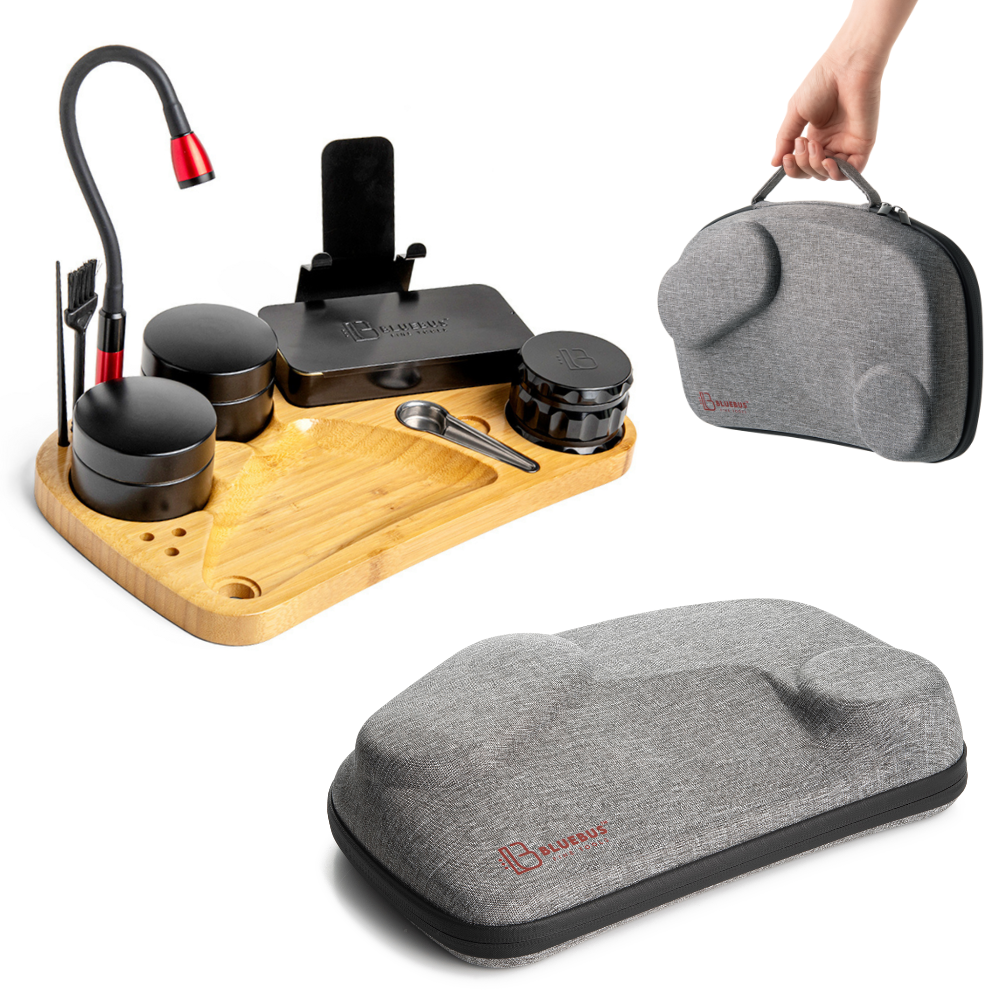 BLAZE Wooden Stash Rolling Tray with Accessories | BlueBus Fine Tools
