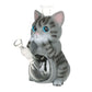 Grey Tabby Cat Glass & Vinyl Water Pipe - 9"