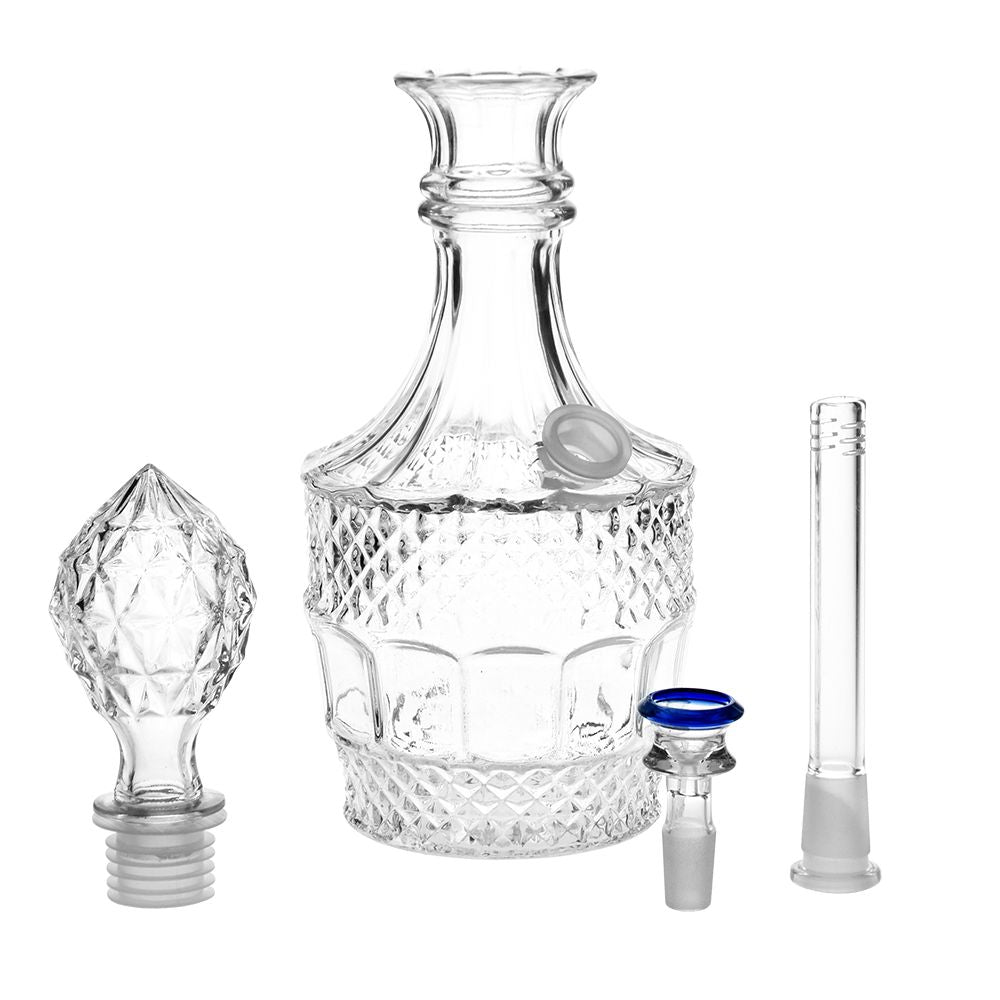 Vintage Decanter Style Glass Water Pipe w/ Cap - 8.5" / Liquor