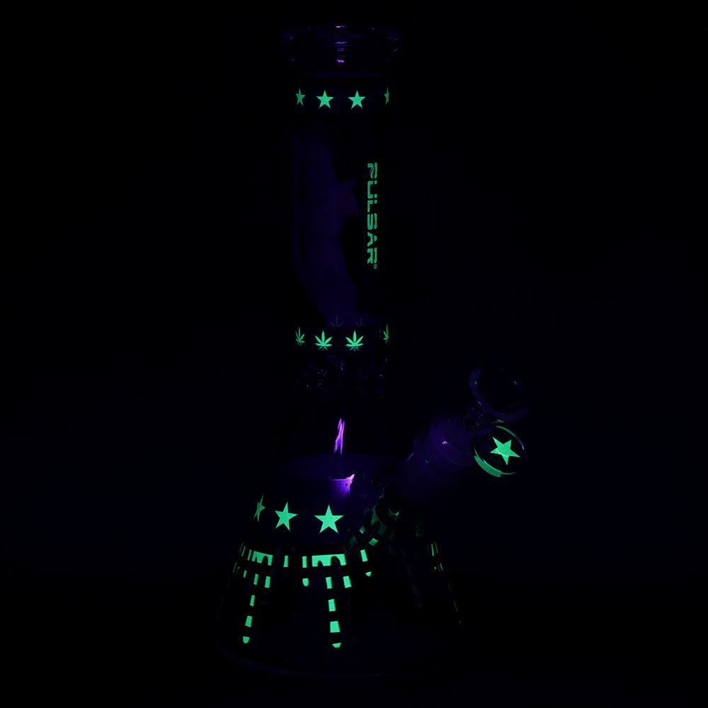 Pulsar Uncle Eagle Sam Beaker Glass Water Pipe - 9.75" / 14mm F