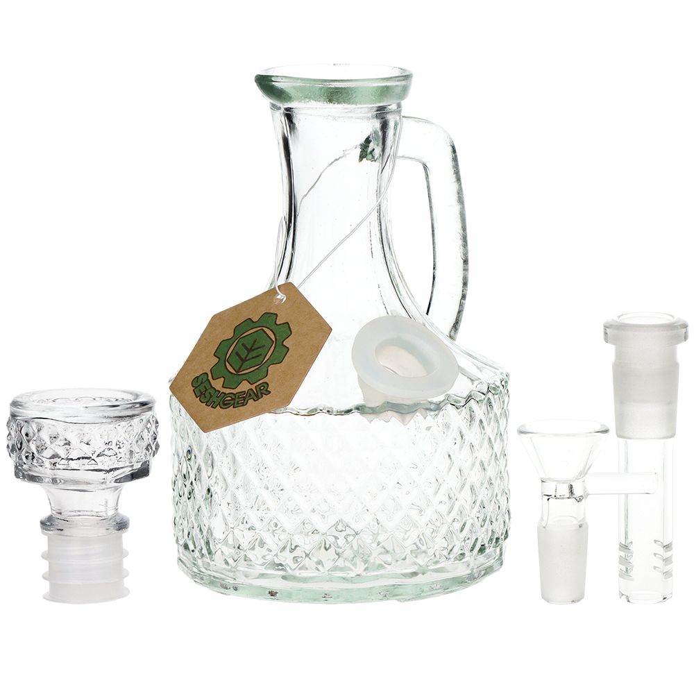 SeshGear Textured Vintage Glass Water Pipe - 6.5" / 14mm F / Clear