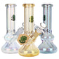SeshGear Double Bubble Electroplated Glass Water Pipe - 8" / 14mm F / Colors Vary