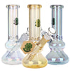 SeshGear Double Bubble Electroplated Glass Water Pipe - 8" / 14mm F / Colors Vary
