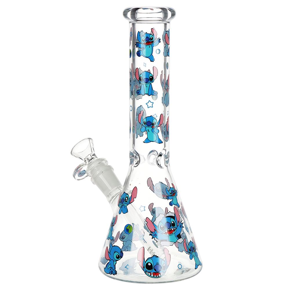Lelo and Stitch Beaker Glass Water Pipe - 10" / 14mm F