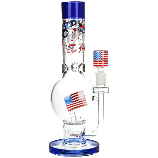Pulsar American Flag Celebration Bubble Base Glass Water Pipe - 13" / 14mm F