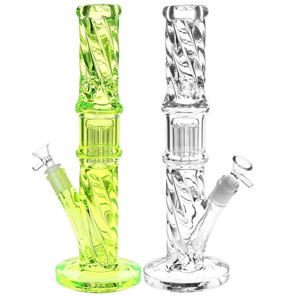 Translucent Twisty Jellyfish Perc Straight Glass Water Pipe | 13.75"
