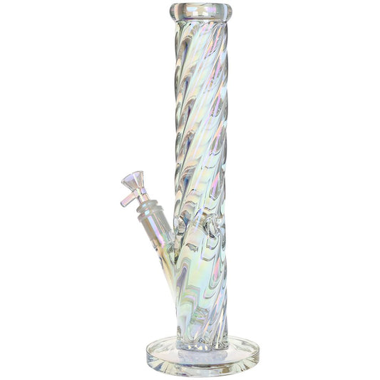 SeshGear Twist Straight Tube Glass Water Pipe - 13.75" / 14mm F