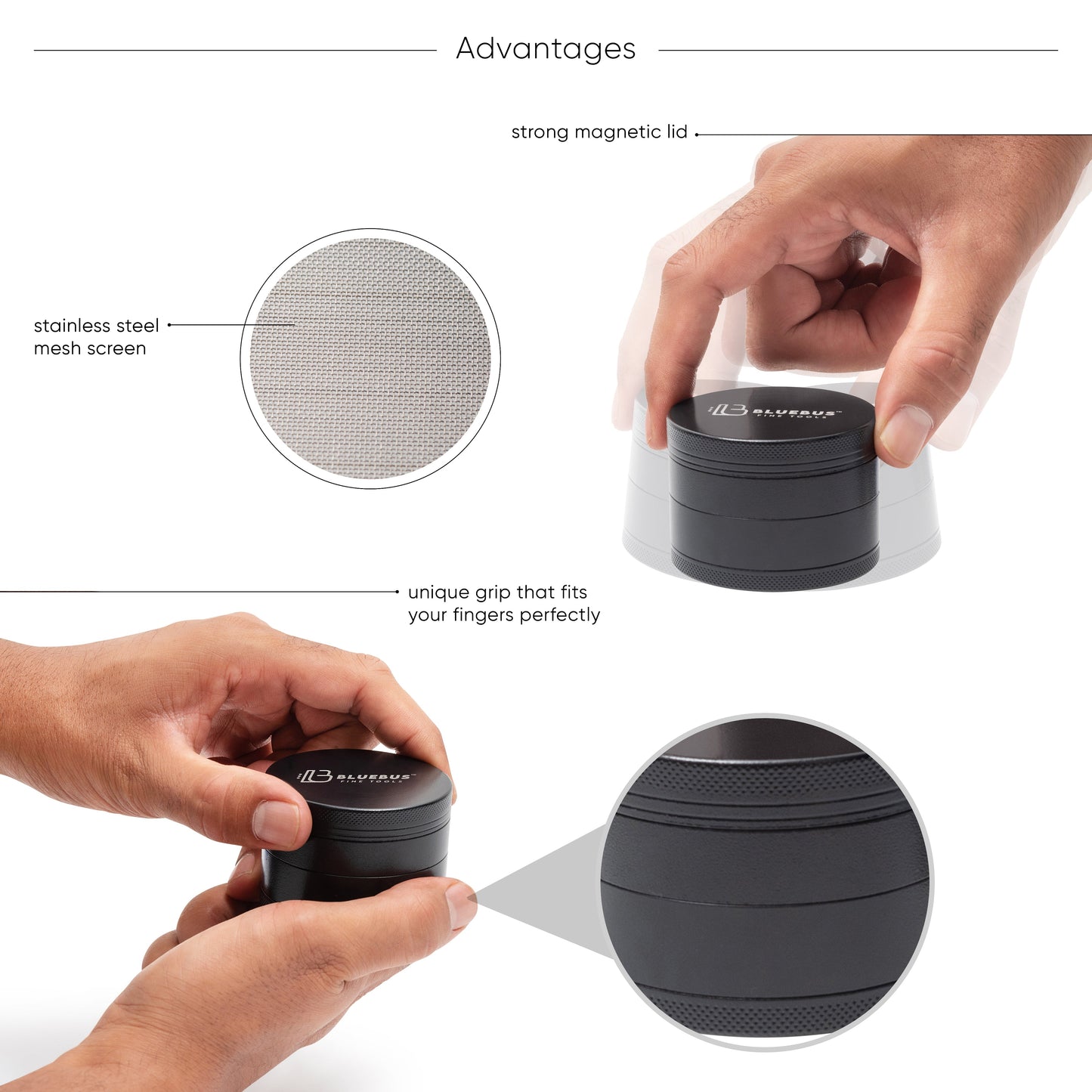 GC 4-Piece Ceramic Herb Grinder – 2.5-Inch Lavender | BlueBus Fine Tools