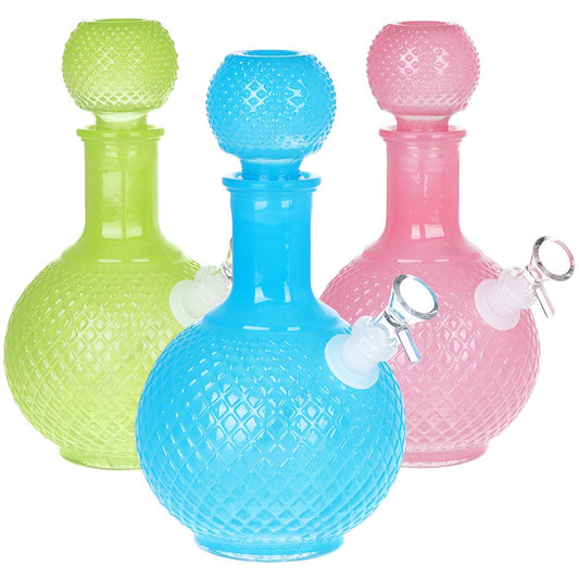 Vintage Decanter Solid Color Glass Water Pipe - Cruet / 9.75" / 14mm F / Colors Vary