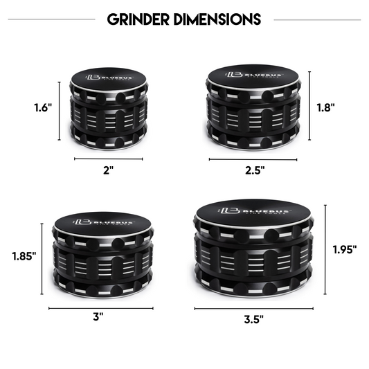 GA 4-Piece Aluminum Herb Grinder – 2.5-Inch Mid-Size | BlueBus Fine Tools