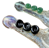 4” Large Color Changing Silver Fumed Frit with Marble Accents Handblown Glass Hand Pipe