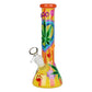 Hemp Leaf Glow In The Dark Beaker Glass Bong - 9.25"