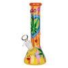 Hemp Leaf Glow In The Dark Beaker Glass Bong - 9.25"