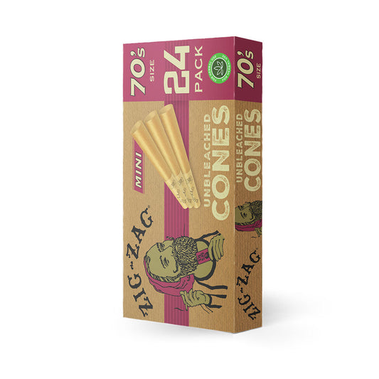Zig Zag Unbleached Mini Cones | 24pk | 70mm | 12pc Display