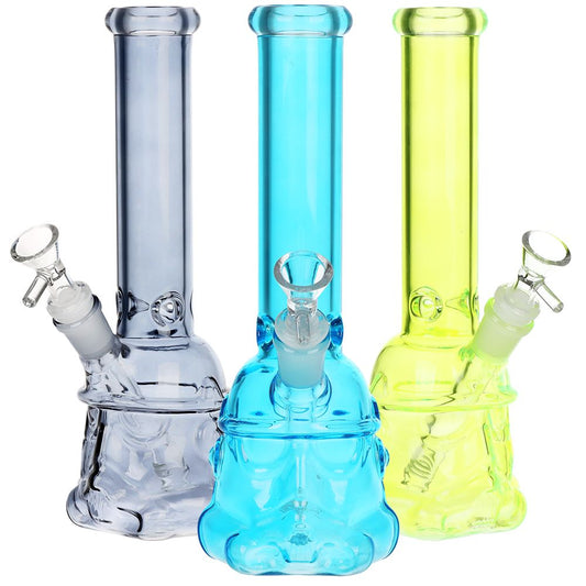 3CT BUNDLE - Smoke Trooper Beaker Glass Water Pipe - 10" / 14mm F / Assorted Colors