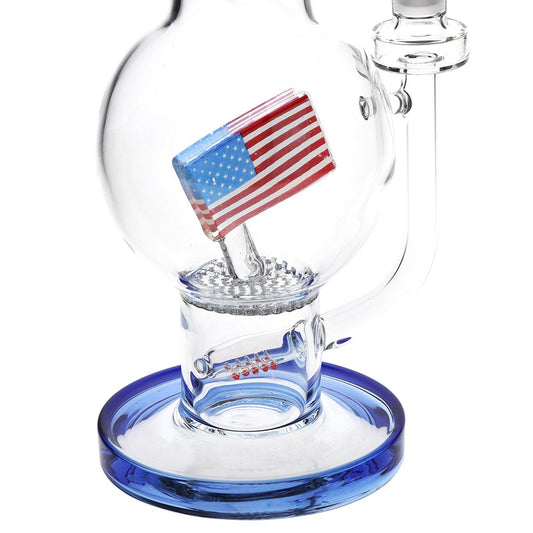 Pulsar American Flag Celebration Bubble Base Glass Water Pipe - 13" / 14mm F