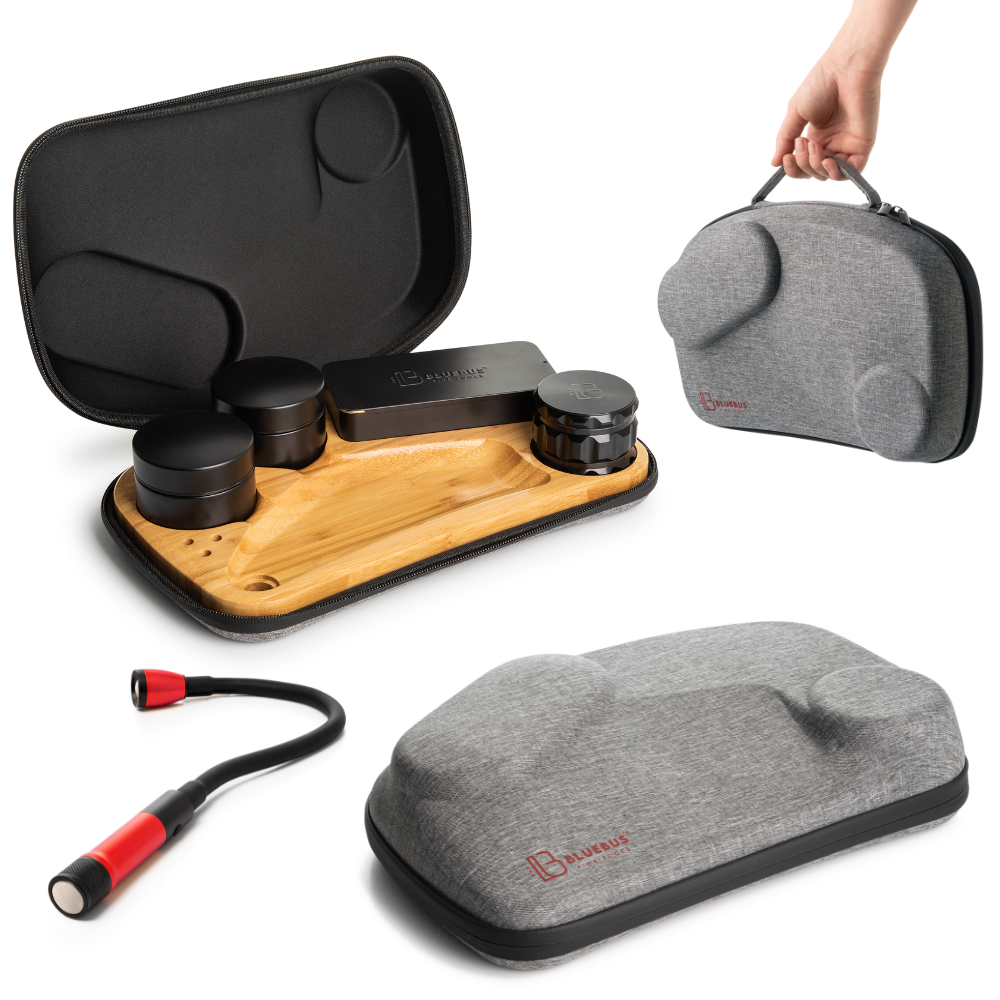 BLAZE Wooden Stash Rolling Tray with Accessories | BlueBus Fine Tools