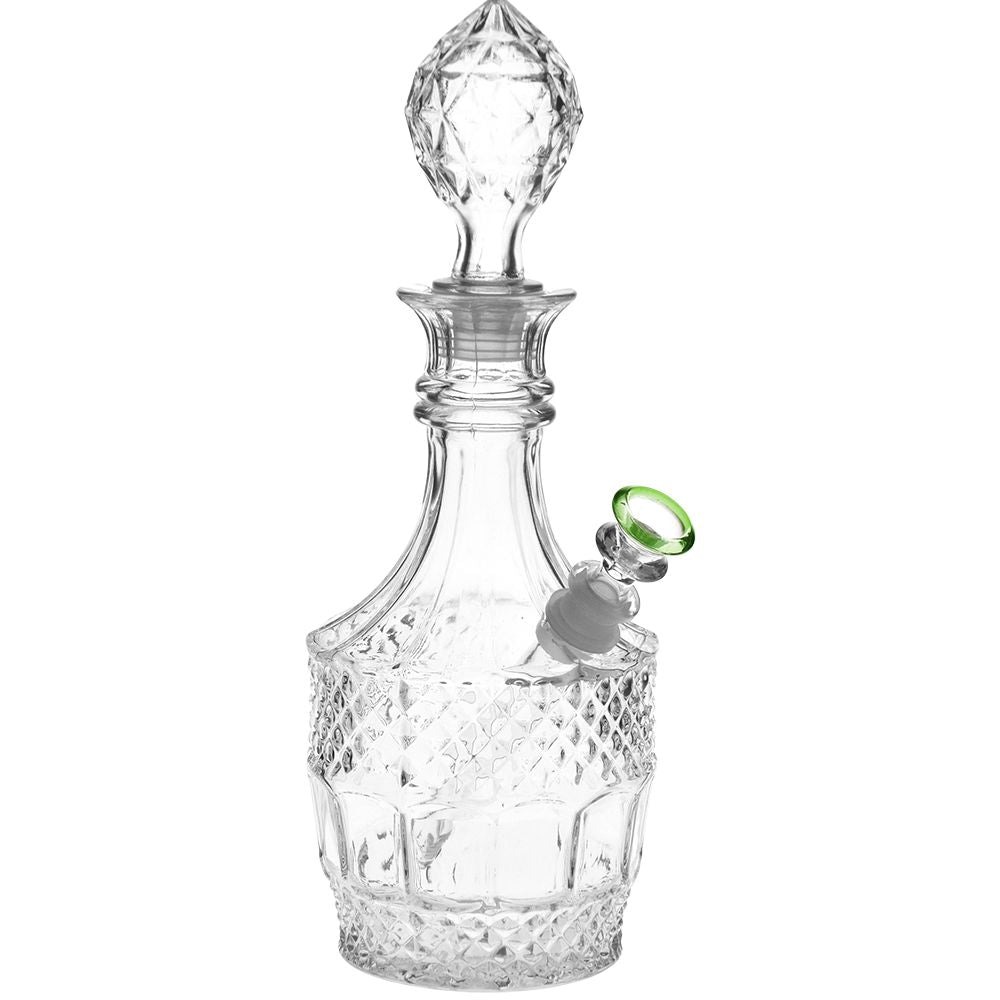Vintage Decanter Style Glass Water Pipe w/ Cap - 8.5" / Liquor