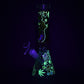 Aliens And Hemp Leaves Glow Glass Beaker Water Pipe-10"
