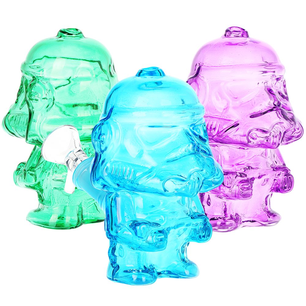 3CT BUNDLE - Smoke Trooper Glass Bubbler - 4.5" / 14mm F / Assorted Colors