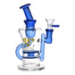 Diamond Glass Gold Ratchet Perc Recycler Water Pipe - 7.75" / 14mm F