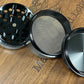 LED Light Show Herb Grinder ~ Magnetic Lid, 4 Pieces with Screen Catcher, Let our fun 2.5" Black Retro-Grind light up your daily grind!
