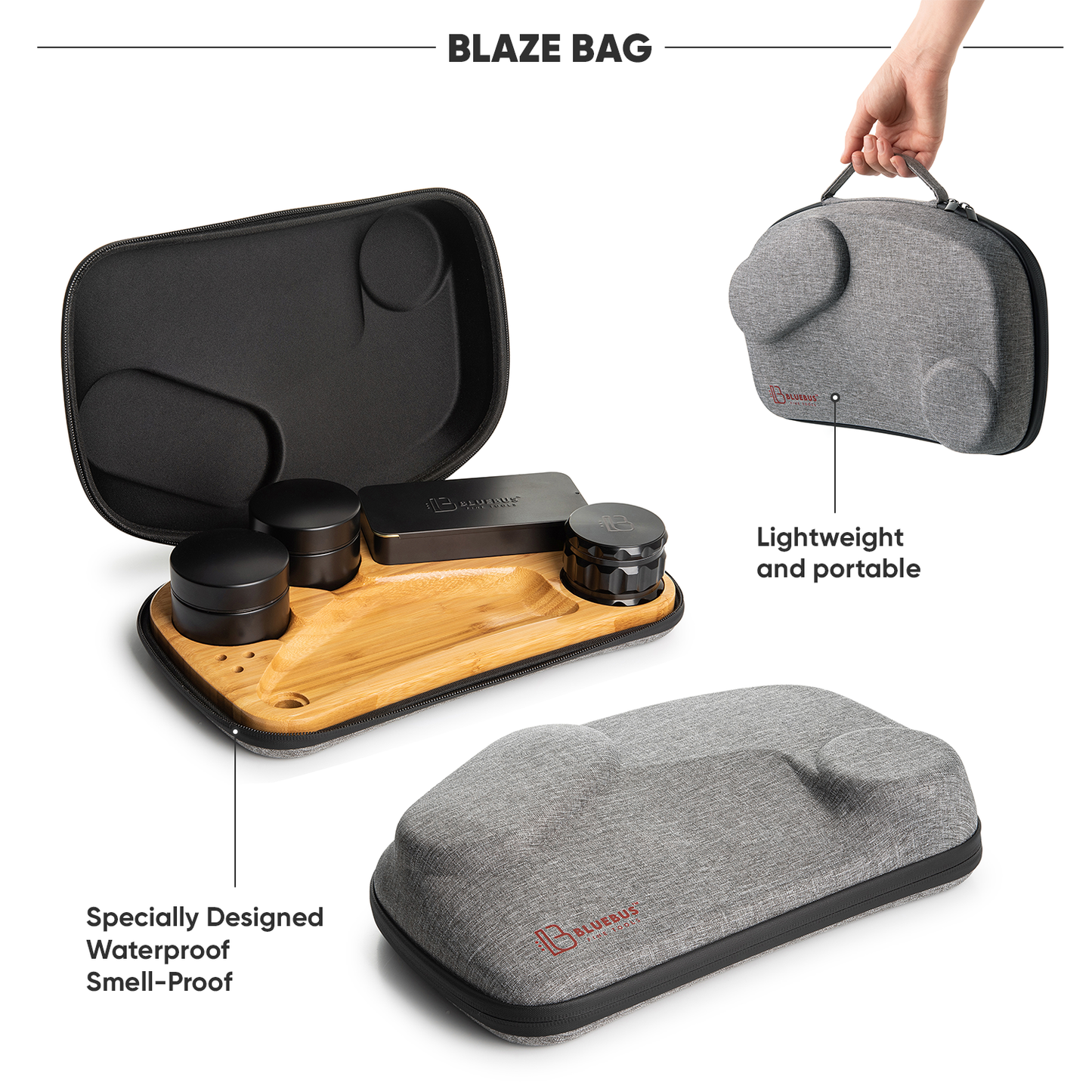 BLAZE Wooden Stash Rolling Tray with Accessories | BlueBus Fine Tools