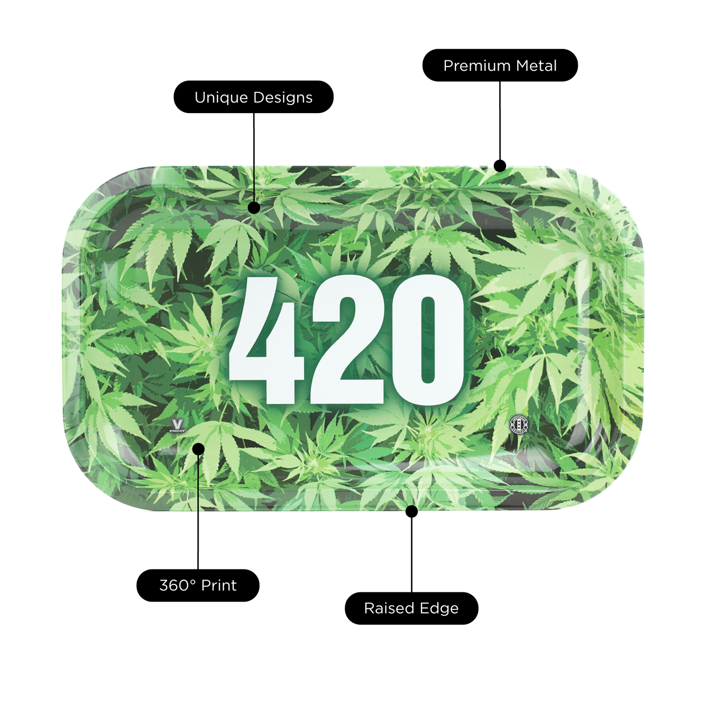 420 Green Metal Rollin' Tray