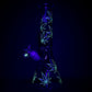 Stylized Hemp Leaf Glow in Dark Glass Water Pipe - 10" / 14mm F / Colors Vary