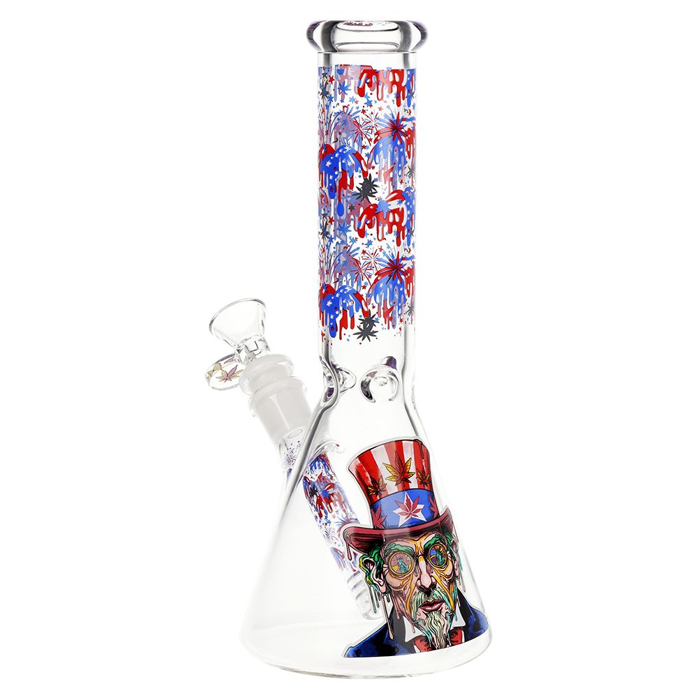 Pulsar Melting Uncle Sam Beaker Glass Water Pipe - 9.75" / 14mm F