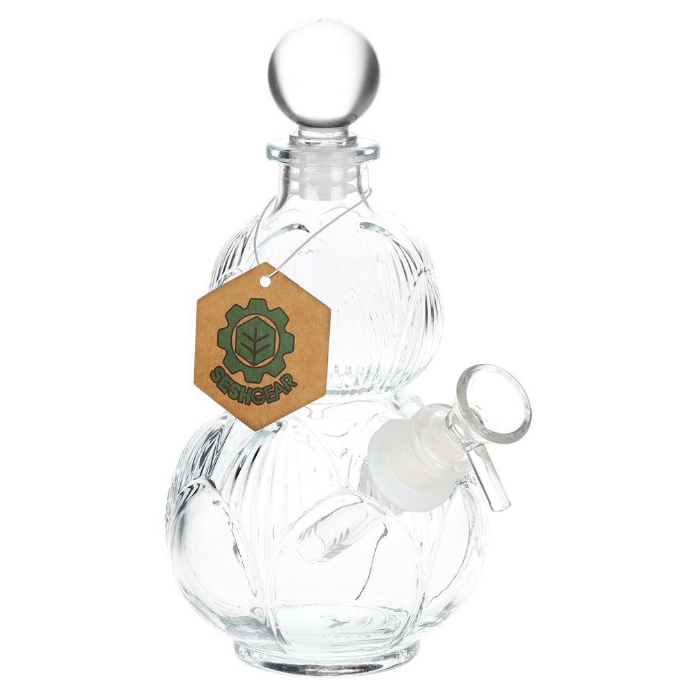 SeshGear Clear Vintage Gourd Glass Water Pipe - 8" / 14mm F / Clear