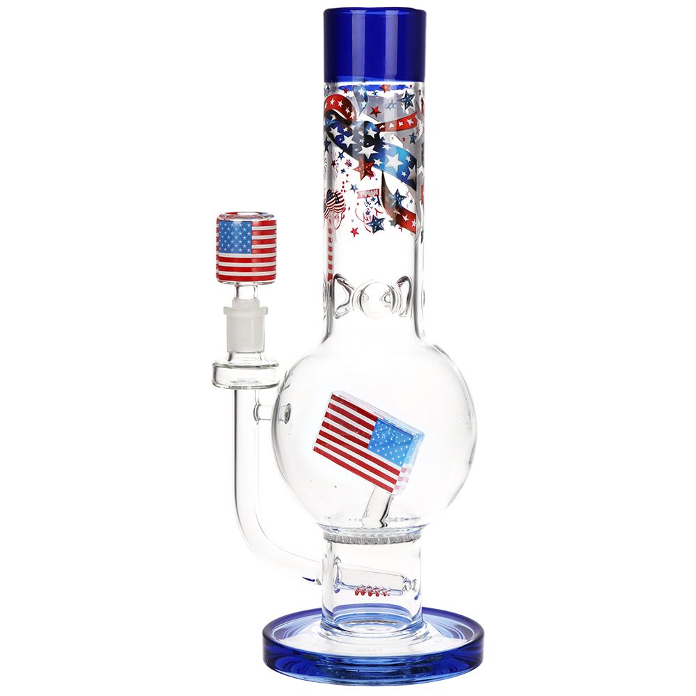 Pulsar American Flag Celebration Bubble Base Glass Water Pipe - 13" / 14mm F