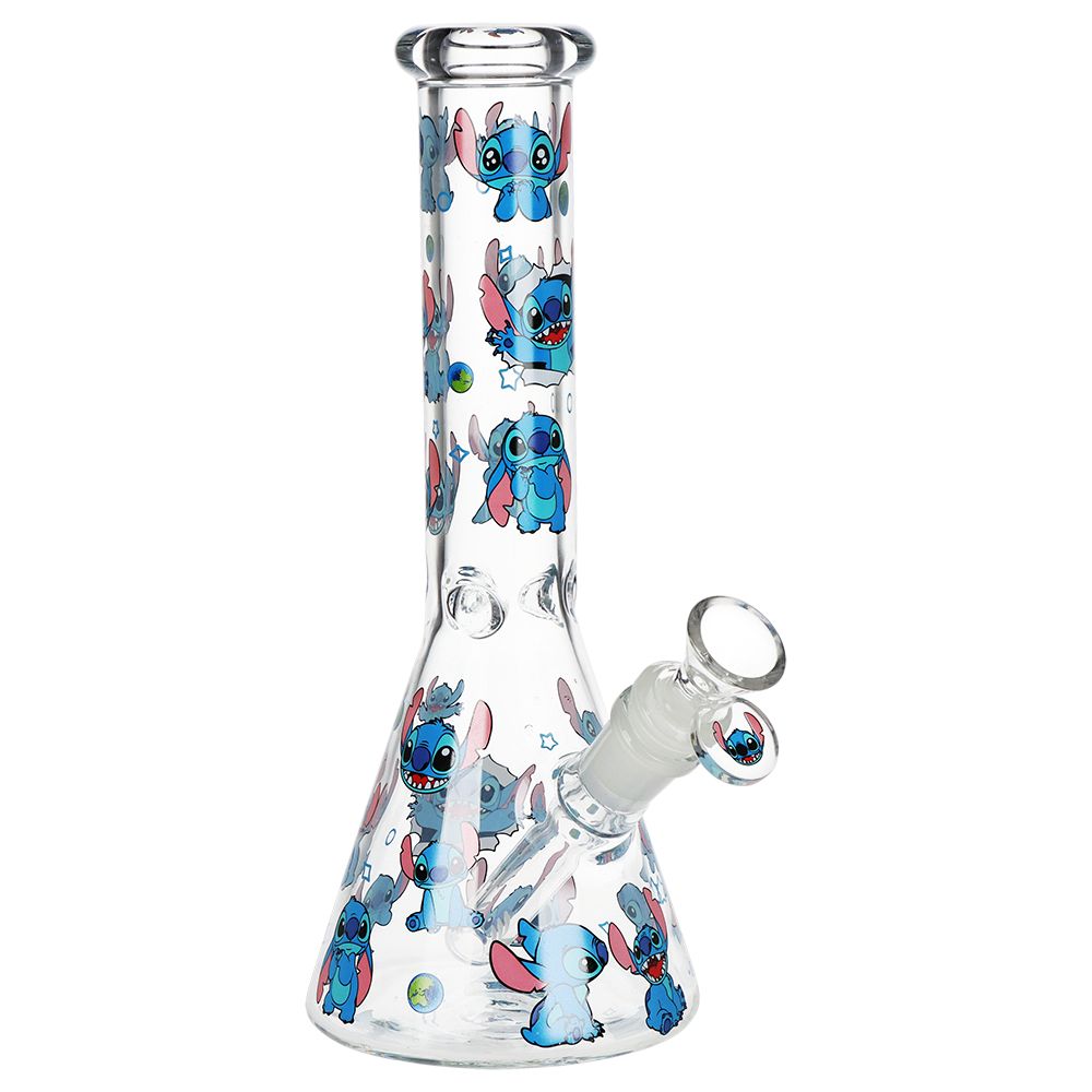 Lelo and Stitch Beaker Glass Water Pipe - 10" / 14mm F