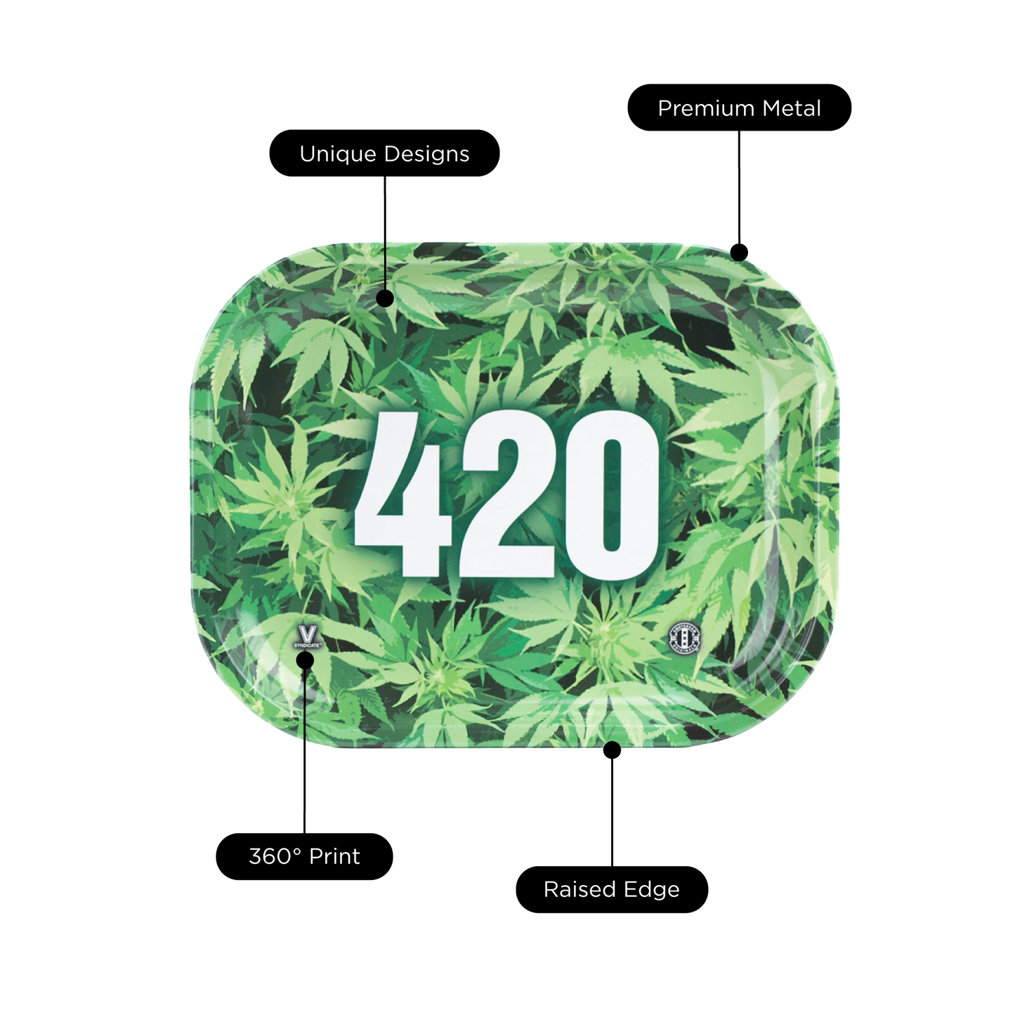 420 Green Metal Rollin' Tray
