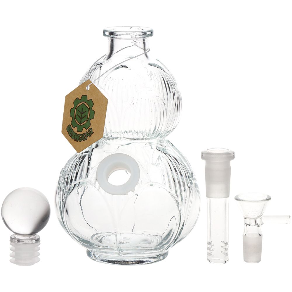 SeshGear Clear Vintage Gourd Glass Water Pipe - 8" / 14mm F / Clear